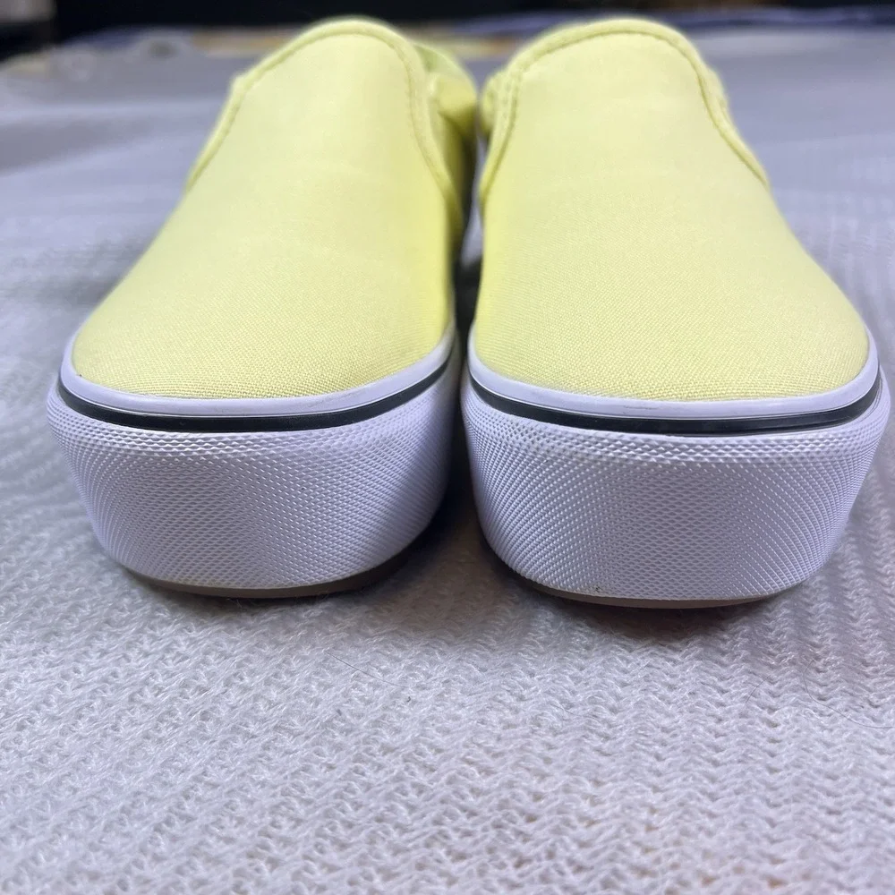 Vans Slip On Shoes Yellow Womens 8 Platform Skater Casual Comfort Classic Summer